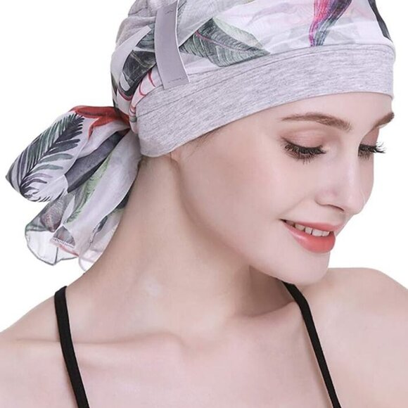 Elegant Chemo Cap with Silky Scarf for Cancer Women Hair Loss Sleep Beanie - Picture 3 of 8